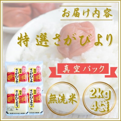 令和7年産【無洗米】さがびより2kg×4袋(真空パック)