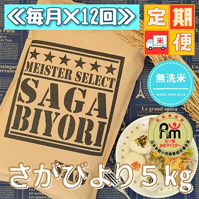 【毎月定期便】特A評価!【無洗米】『さがびより』5kg(江北町)全12回