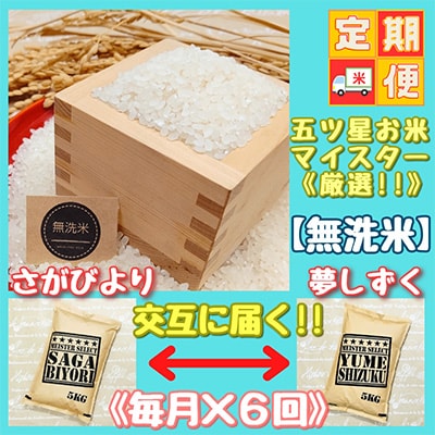 【毎月定期便】【無洗米】『さがびより』と『夢しずく』5kg食べ比べ!(江北町)全6回