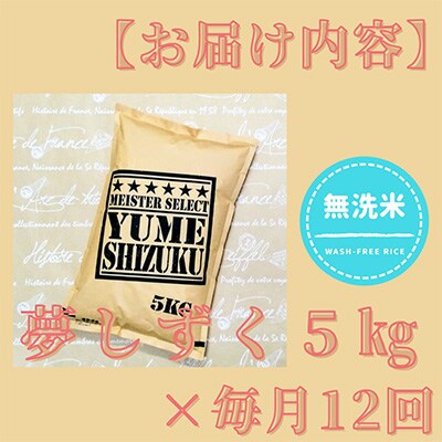 【毎月定期便】【無洗米】『夢しずく』5kg!(江北町)全12回
