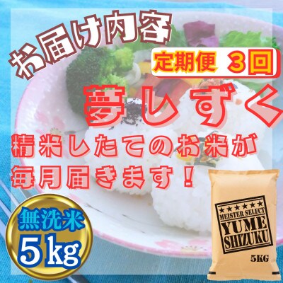 【毎月定期便】【無洗米】『夢しずく』5kg(五つ星お米マイスター厳選!)(江北町)全3回