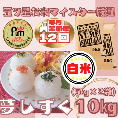 【毎月定期便】『夢しずく』白米10kg【5kg×2袋】五つ星お米マイスター厳選!(江北町)全12回