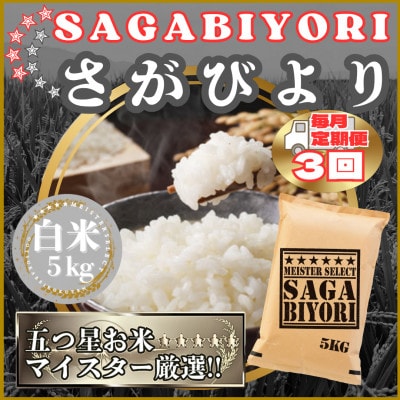 【毎月定期便】さがびより白米5kg(江北町)全3回