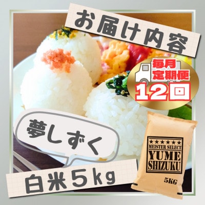 【毎月定期便】『夢しずく』白米5kg(江北町)全12回