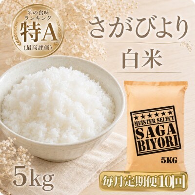 【毎月定期便】さがびより　白米5kg(江北町)全10回