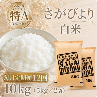 【毎月定期便】さがびより　白米10kg【5kg×2袋】(江北町)全12回