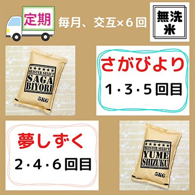 2023年7月発送開始『定期便』【無洗米】特A『さがびより』と『夢しずく』5kg食べ比べ!全6回