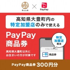 高知県大豊町　PayPay商品券(300円分)※地域内の一部の加盟店のみで利用可