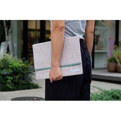村山大島紬　Clutch　Bag　(白色)
