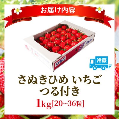 三木町地域いちご部会「さぬきひめ」大粒つる付き1kg
