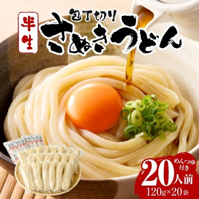 藤麺　包丁切りさぬき半生うどん20人前つゆ付