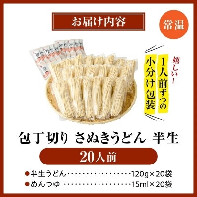 藤麺　包丁切りさぬき半生うどん20人前つゆ付