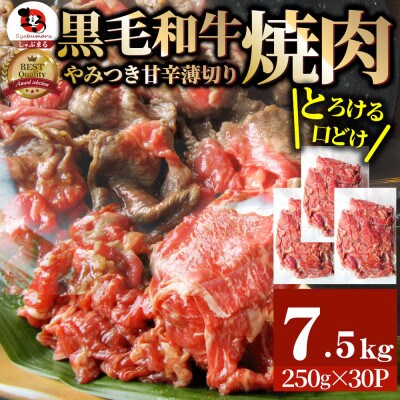 とろける黒毛和牛リッチな薄切り焼肉7.5kg(250g×30P) 秘伝のタレ漬け