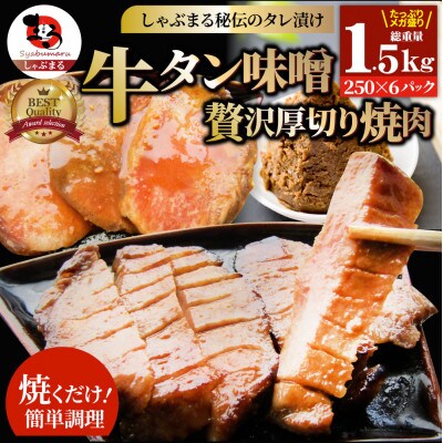 牛タン焼肉 秘伝の味噌漬け 1.5kg(250g×6)《焼くだけ簡単専門店の味》