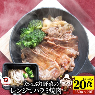 レンジで簡単ハラミ焼肉 250g×20食セット (総重量5kg)野菜入り