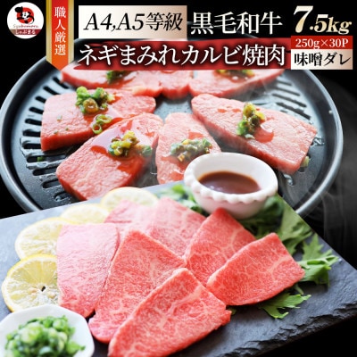 A4,A5等級 黒毛和牛 カルビ焼肉 ネギまみれ 《旨辛味噌ダレ》 7.5kg