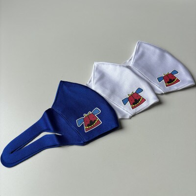 スポーツマスク(獅子キャラクター「舞ちゃん」プリント入り)　婦人用ホワイト×2枚 ブルー×1枚