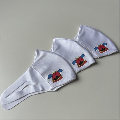 スポーツマスク(獅子キャラクター「舞ちゃん」プリント入り)　婦人用ホワイト×3枚