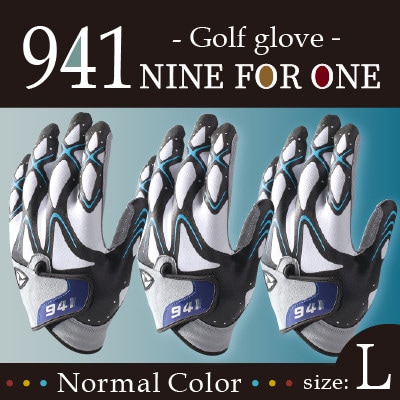 941R　ゴルフグローブ 紺碧3枚セット L(25~26cm)