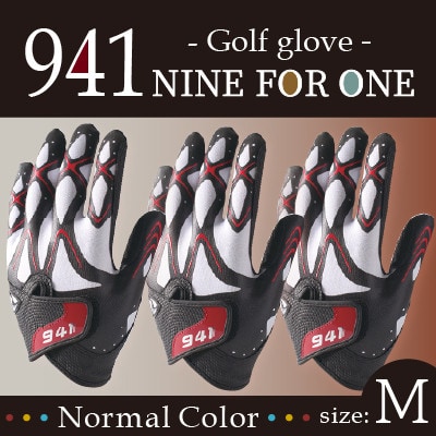 941G　ゴルフグローブ 真紅3枚セットM(23~24cm)