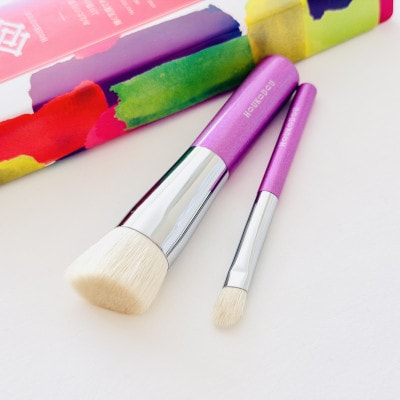 熊野化粧筆　ファンデブラシピンク(小)&シャドーブラシ　熊野筆ほうこどう