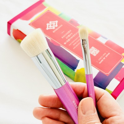 熊野化粧筆　ファンデブラシピンク(小)&シャドーブラシ　熊野筆ほうこどう