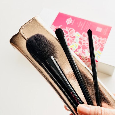 熊野化粧筆　律フルセット(ピンクゴールドケース)　熊野筆ほうこどう