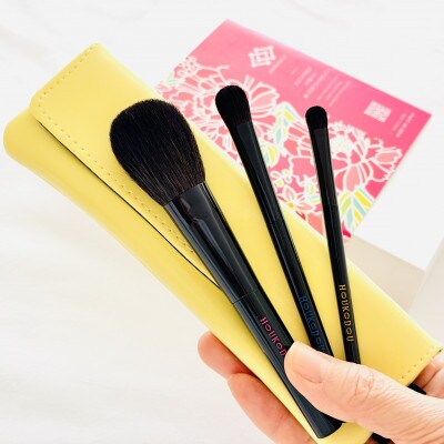 熊野化粧筆　律フルセット(レモンイエローケース)　熊野筆ほうこどう