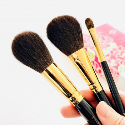 熊野化粧筆　宙人気高級リス毛3本セット　熊野筆ほうこどう