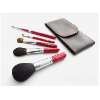 熊野化粧筆 レッドパール5本セット(ポーチ付)  BR-S-2