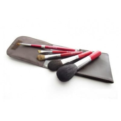 熊野化粧筆 レッドパール5本セット(ポーチ付)  BR-S-2