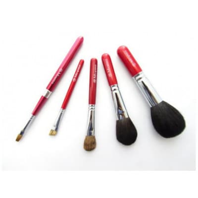 熊野化粧筆 レッドパール5本セット(ポーチ付)  BR-S-2