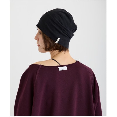 【ブラック】室内用帽子 オーガニックコットン 天4方ワッチ
