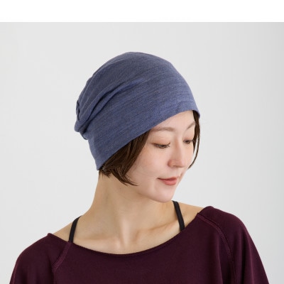 【ネイビー】帽子　ベルギーリネン夏ワッチ