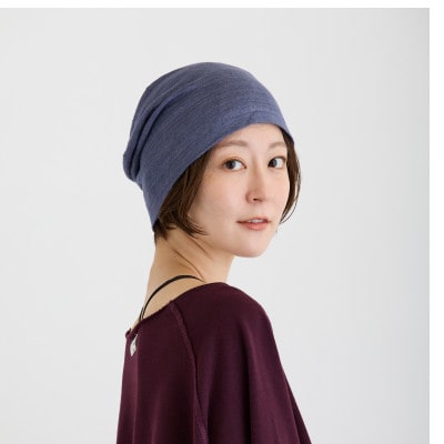 【ネイビー】帽子　ベルギーリネン夏ワッチ