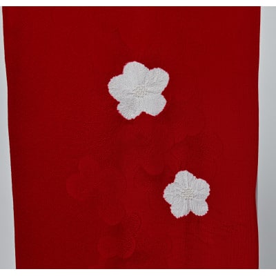 帯上げ　輪出し　赤地に白のしぼり