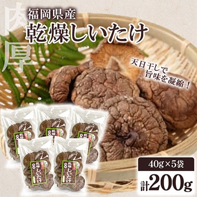 福岡県桂川町産　乾燥しいたけ　200g(40g×5袋)(桂川町)