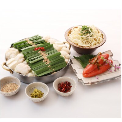 【もつ鍋一藤×かば田】国産黒毛和牛肉のもつ鍋 醤油味(4～6人前)と辛子明太子コラボセット(桂川町)