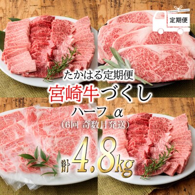 『定期便』宮崎牛たかはる定期便ハーフα(6回 奇数月発送)　特産品番号309