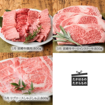 『定期便』宮崎牛たかはる定期便ハーフα(6回 奇数月発送)　TF309