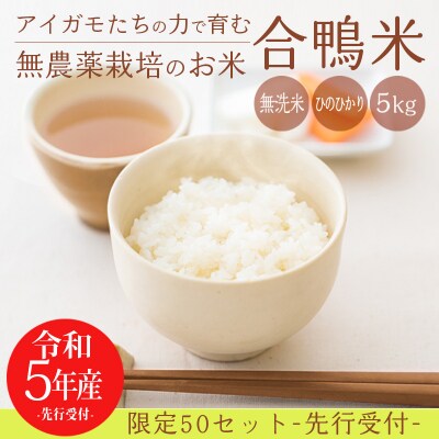 【令和5年産先行受付】高原町産 無農薬合鴨米(無洗米)5kg　特産品番号422