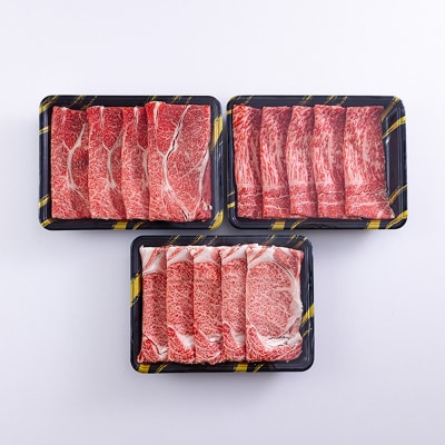 宮崎牛ロース・スライス3種食べ比べ定期便[3ヶ月] 合計900g　mi-688