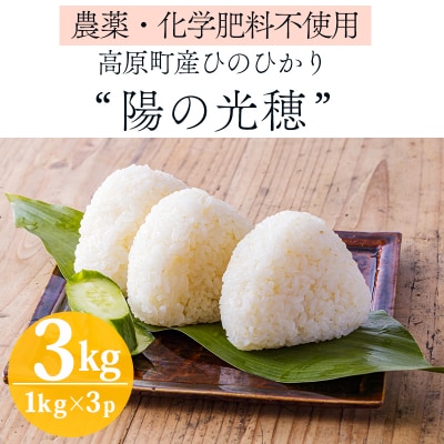農薬・化学肥料不使用 無農薬『陽の光穂(ひのひかり)』3kg(1kg×3p) TF803