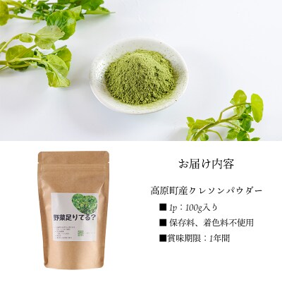 シリカ豊富な湧水育ちの高原町産クレソンパウダー100g　TF900