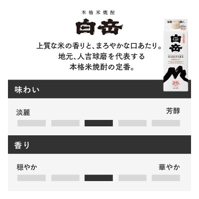 本格米焼酎「白岳」パック900ml 6本セット