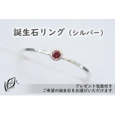 【プレゼント包装付き】誕生石リング(シルバー)