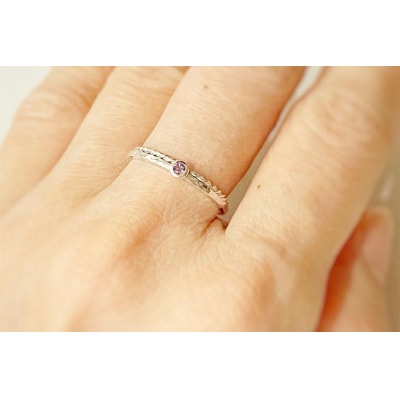 【セットで楽しむ】誕生石リング&ねじねじリング(シルバー)