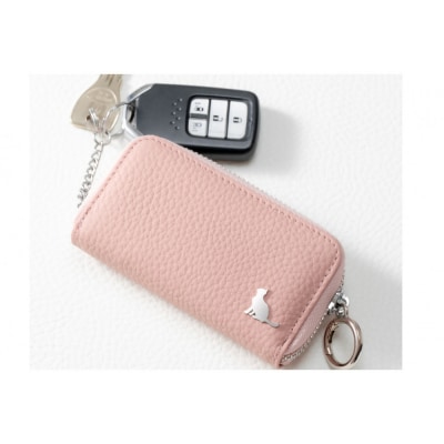 【スマートキー対応 カードが入る本革6連キーケース】＜薄ピンク＞