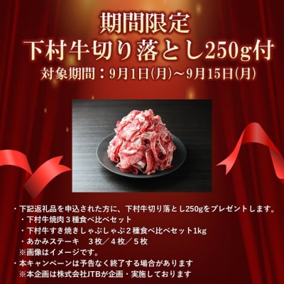 【期間限定】大府特産A5黒毛和牛下村牛特上あかみステーキ5枚1kg入+切り落とし250g付