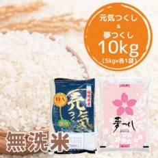 【令和5年産】福岡県産米食べ比べ＜無洗米＞「夢つくし」と「元気つくし」セット計10kg 川崎町